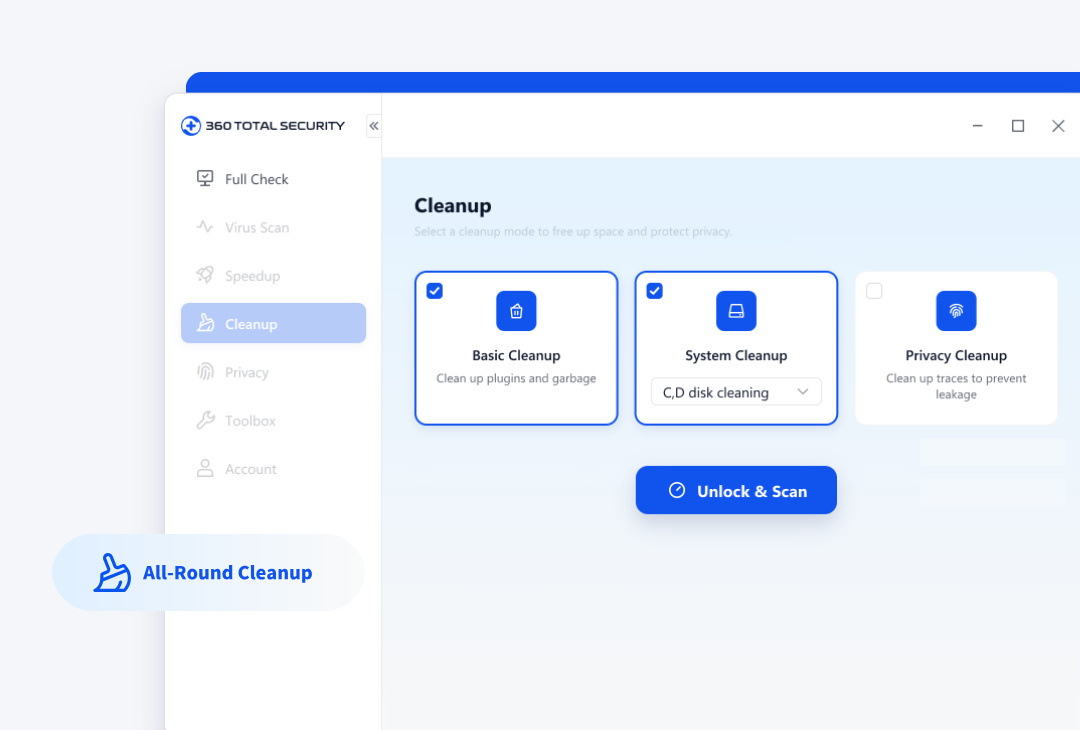 360 Total Security Cleanup interface